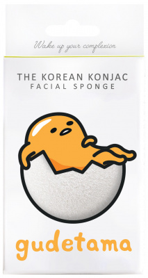 Cпонж для лица Konjac sponge с чистого конжаку белый со съемным крючком Gudetama