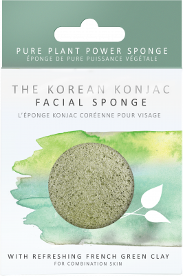 Спонж для обличчя Konjac sponge з конжаку та зеленою глиною преміум (у коробці)