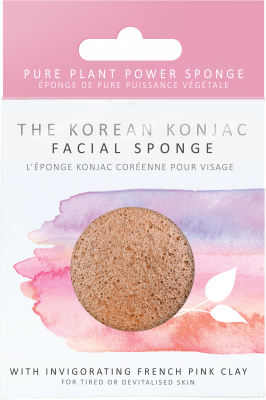Спонж для обличчя Konjac sponge з конжаку та рожевою глиною преміум (у коробці)