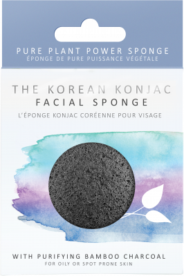 Спонж для обличчя Konjac sponge з конжаку та бабмуковим вугіллям преміум (у коробці)
