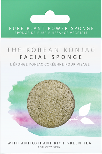 Спонж для обличчя Konjac sponge з конжаку та зеленим чаєм  преміум (у коробці)