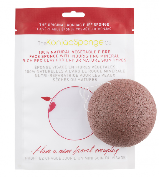 Спонж для лица Konjac sponge с конжаку и красной глиной