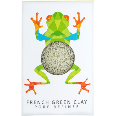 Спонж для обличчя Konjac sponge з чистого конжаку та  зеленою глиною маленький (тропічне жабеня)