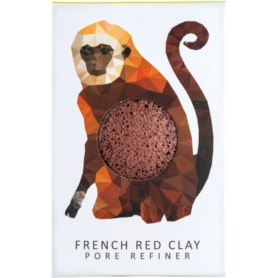 Спонж для обличчя Konjac sponge з чистого конжаку та червоною глиною маленький (тропічна мавпа)